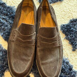 Brown Suede Penny Loafers